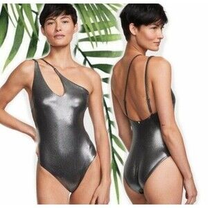 VS VICTORIAS SECRET SWIM ONE PIECE SILVER SHINE L